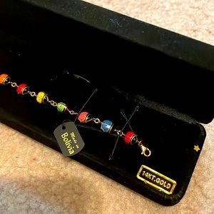 14KT Gold  Multicolored Ladybug Bracelet that was Made in Bolivia